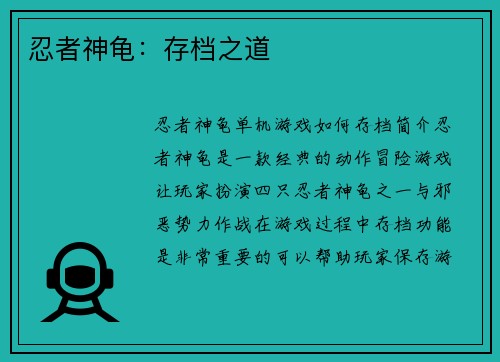 忍者神龟：存档之道